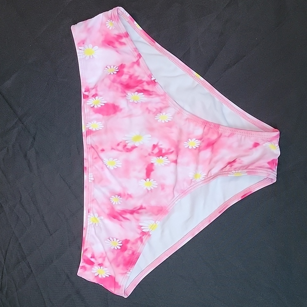 Daisy Tie Dye Printed High Waisted Bikini Bottoms Size XL